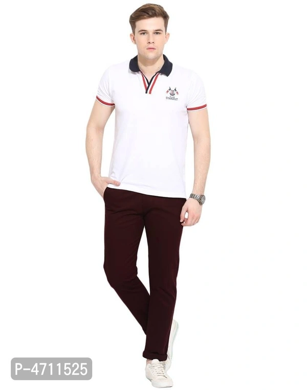 Stylish Cotton Maroon Solid Smart Fit Chinos For Men - 38 inches, Maroon