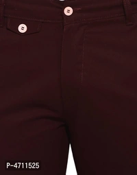 Stylish Cotton Maroon Solid Smart Fit Chinos For Men - 38 inches, Maroon