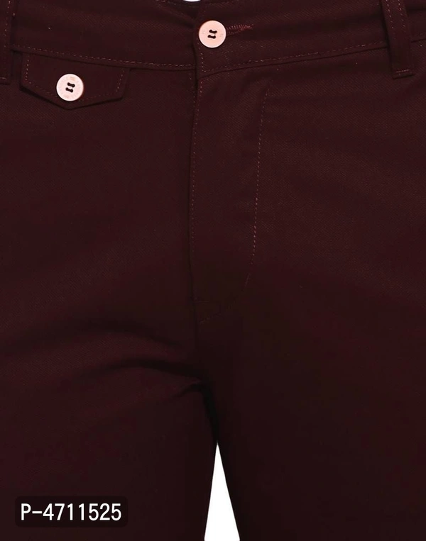 Stylish Cotton Maroon Solid Smart Fit Chinos For Men - 38 inches, Maroon