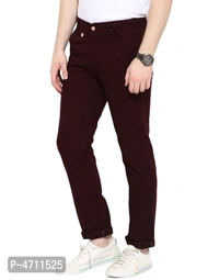 Stylish Cotton Maroon Solid Smart Fit Chinos For Men - 38 inches, Maroon