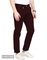 Stylish Cotton Maroon Solid Smart Fit Chinos For Men - 38 inches, Maroon