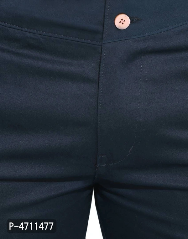 Stylish Cotton Navy Blue Solid Smart Fit Chinos For Men - Navy Blue, 30 inches