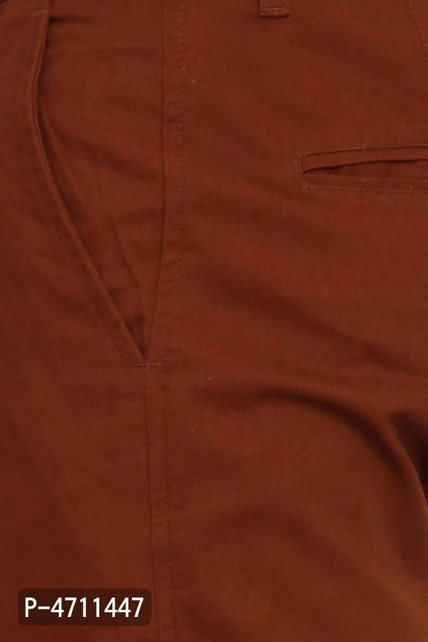 Stylish Cotton Brown Solid Smart Fit Chinos For Men - Brown, 32 inches