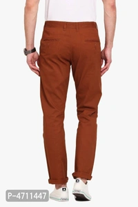 Stylish Cotton Brown Solid Smart Fit Chinos For Men - Brown, 38 inches