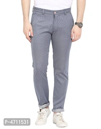 Stylish Cotton Grey Solid Smart Fit Chinos For Men - Grey, 36 inches