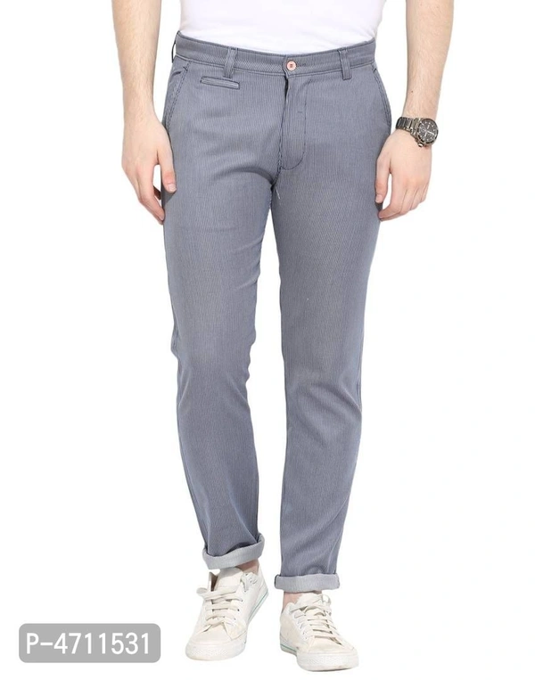 Stylish Cotton Grey Solid Smart Fit Chinos For Men - Grey, 36 inches