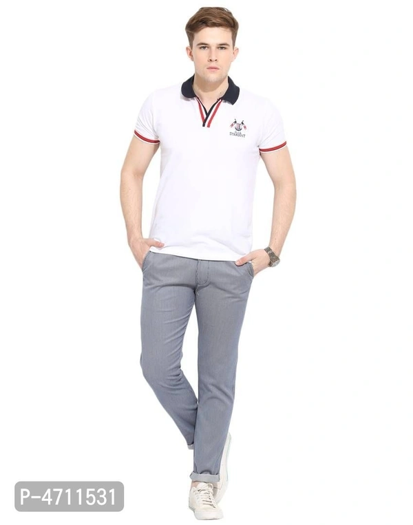 Stylish Cotton Grey Solid Smart Fit Chinos For Men - Grey, 36 inches