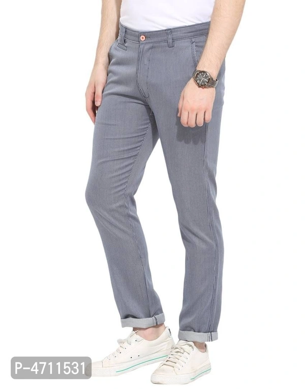Stylish Cotton Grey Solid Smart Fit Chinos For Men - Grey, 36 inches