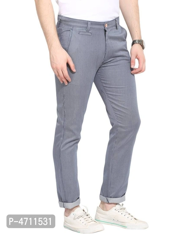 Stylish Cotton Grey Solid Smart Fit Chinos For Men - Grey, 36 inches
