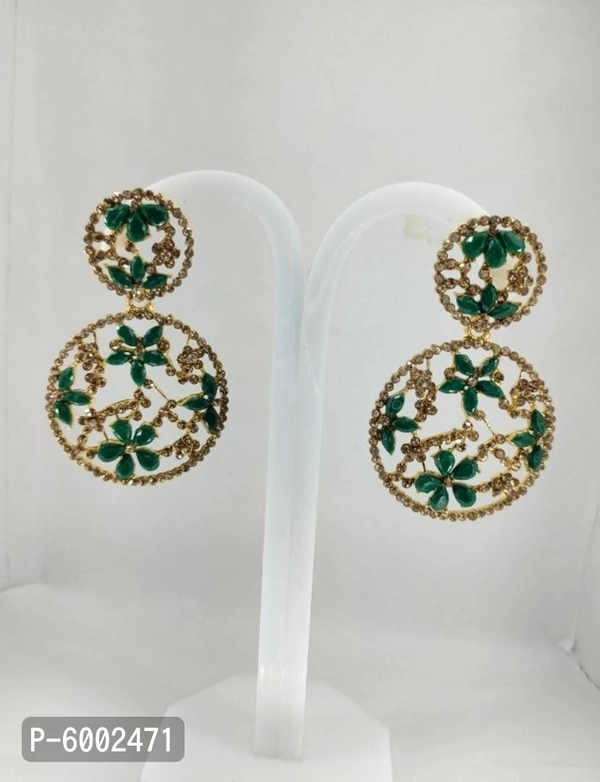Round flower stone earrings - Olive