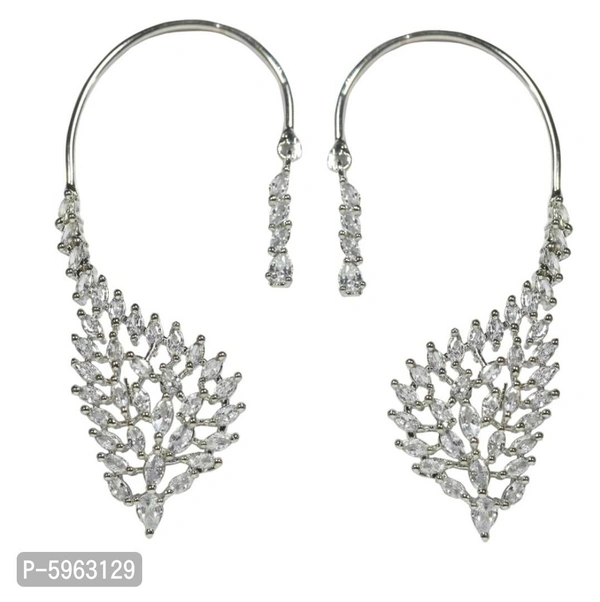 Stylish Copper White American Diamond Earrings For Women - White