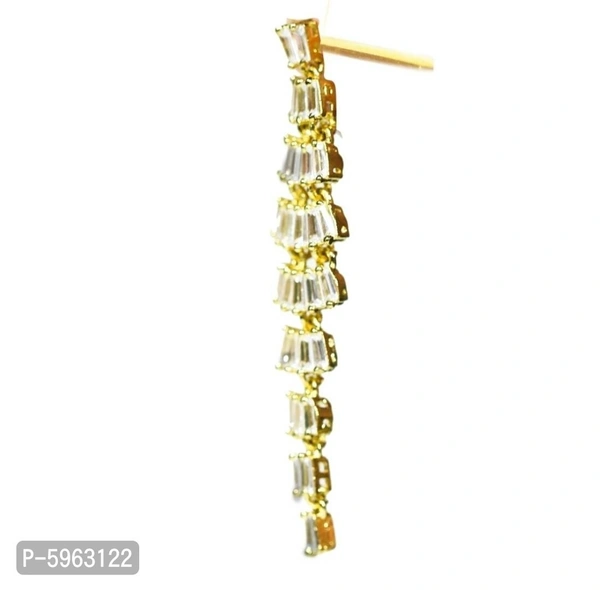 Stylish Copper White American Diamond Earrings For Women - White