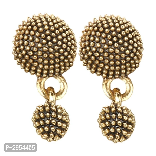 Designer Elegant Oxidized Golden Stud Earrings For Women - Golden
