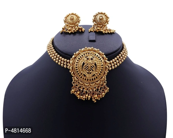 Beautiful Gold Plated Alloy Ball Chain Delicate Chick Necklace with Earrings For Women - Golden
