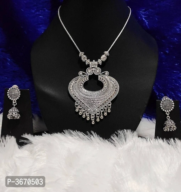 Lightweight chain necklace set with earrings for Girls.  - Silver
