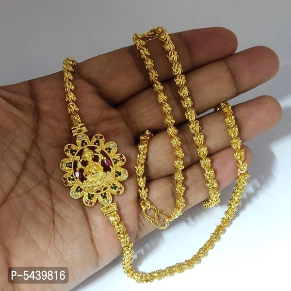 Trendy Brass Golden American Diamond Chain Necklace For Women - Golden