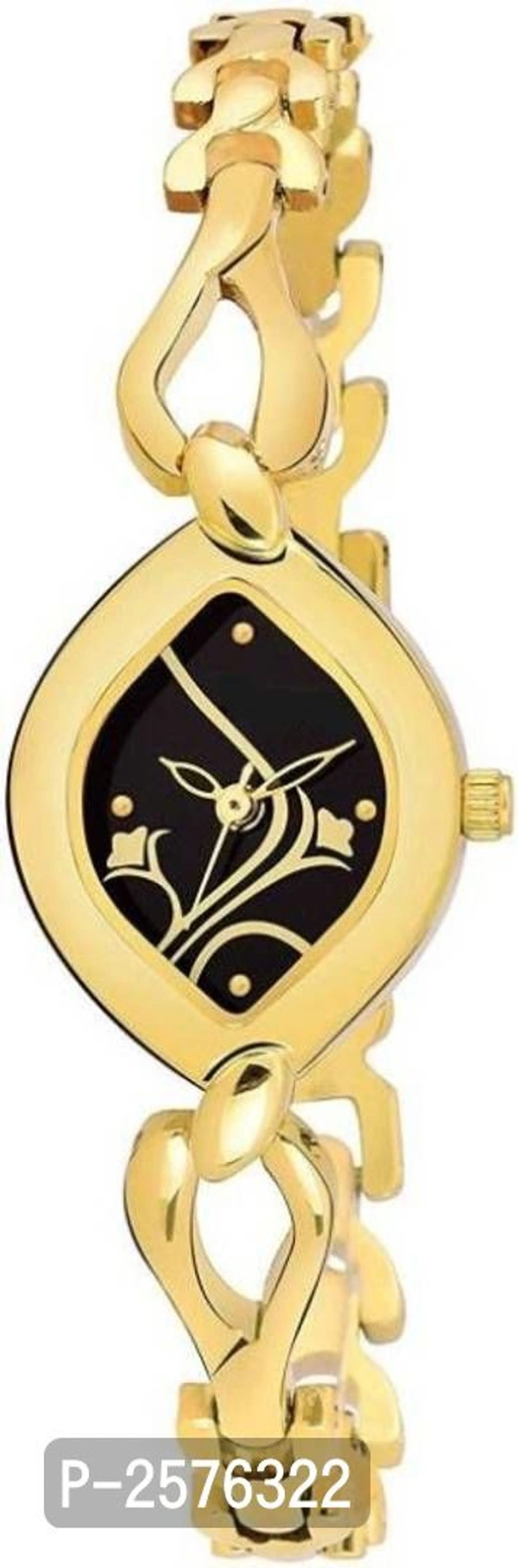 Golden Black Dial Bracelet Fancy and Flower Dial Watch  for women - Golden