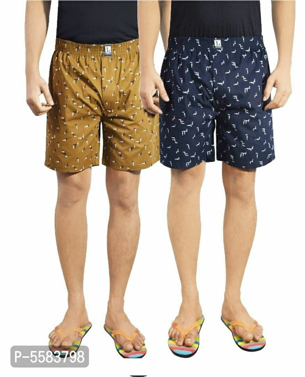 Multicoloured Cotton Boxer || Pack of 2 Boxers - XL(34 inches), Multicoloured
