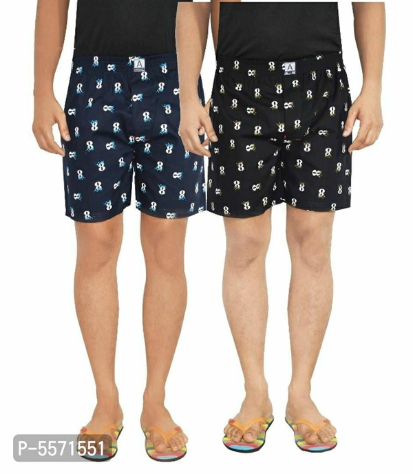 Mens Cotton Printed Boxer - Multicoloured, L(32 inches)