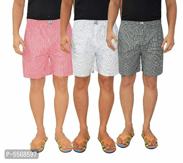 Men's Cotton Boxers (Pack of 3) - Multicoloured, XL(36 inches)