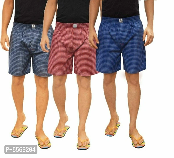 Combo Of 3 Cotton Checked Trendy Boxer - Multicoloured, S(28 inches)
