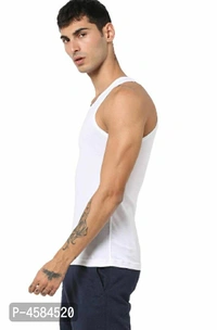 Men's Cotton Vest Pack of 4  (White_Sleeveless_Round Neck) - 85, White
