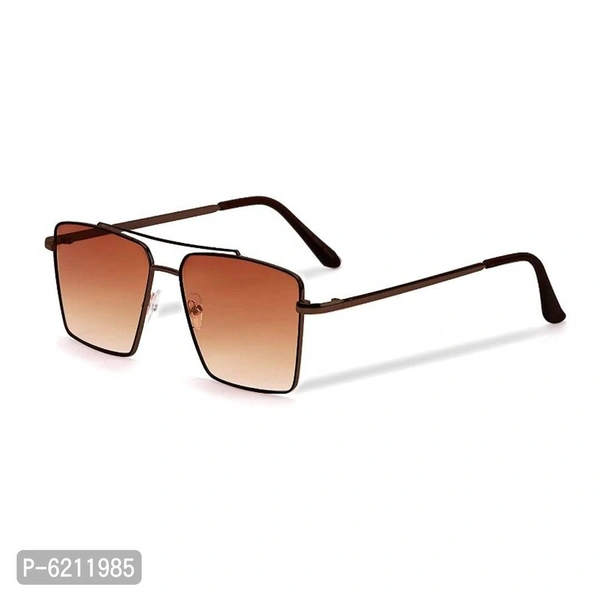 Trendy Black &amp; Brown Square Unisex Sunglasses - Brown