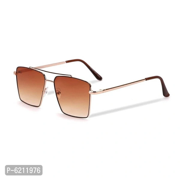 Trendy Silver &amp; Brown Square Unisex Sunglasses - Brown