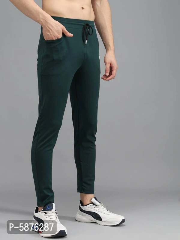 Fabulous Green 4-Way Lycra Solid Regular Track Pants For Men - Green, xl(32 inches)