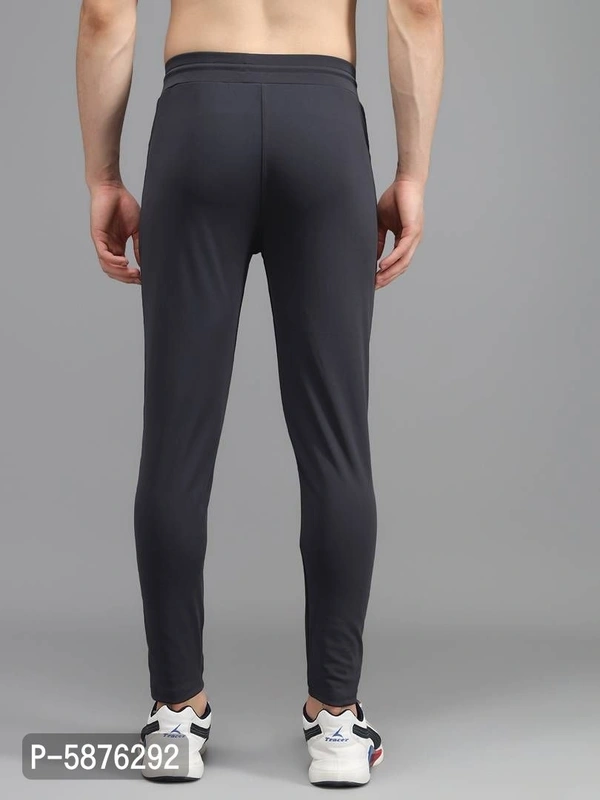 Fabulous Dark Grey 4-Way Lycra Solid Regular Track Pants For Men - Grey, m(28 inches)