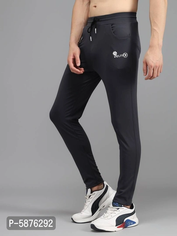 Fabulous Dark Grey 4-Way Lycra Solid Regular Track Pants For Men - Grey, m(28 inches)