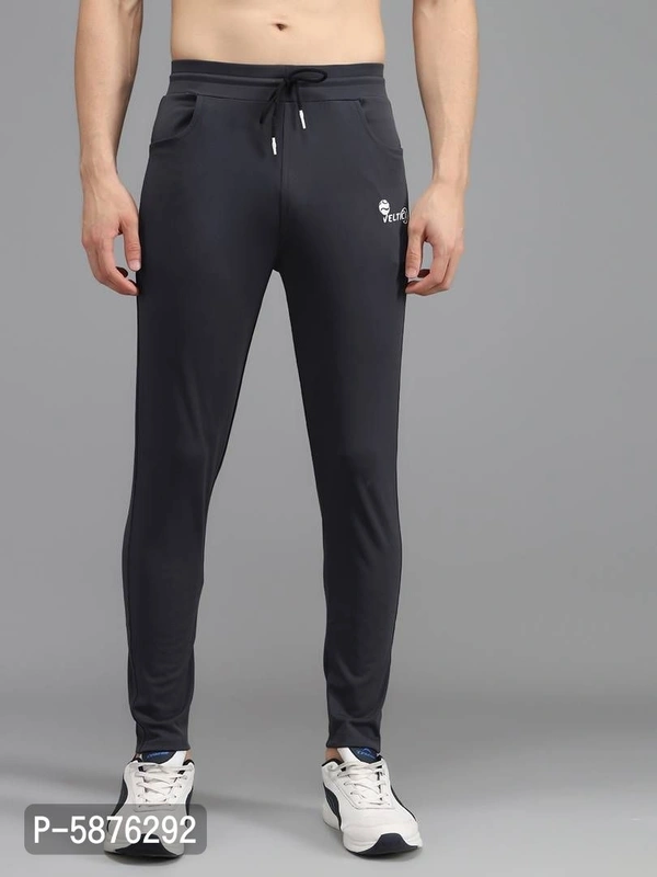 Fabulous Dark Grey 4-Way Lycra Solid Regular Track Pants For Men - Grey, l(30 inches)