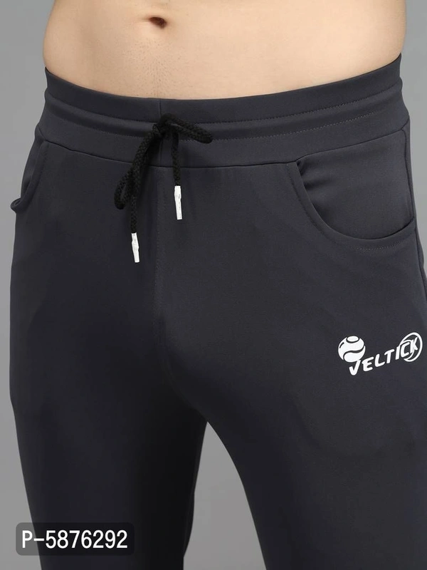 Fabulous Dark Grey 4-Way Lycra Solid Regular Track Pants For Men - Grey, l(30 inches)