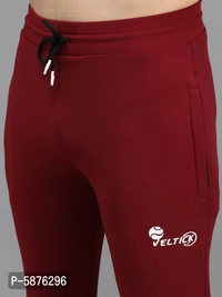 Fabulous Maroon 4-Way Lycra Solid Regular Track Pants For Men - Maroon, l(30 inches)
