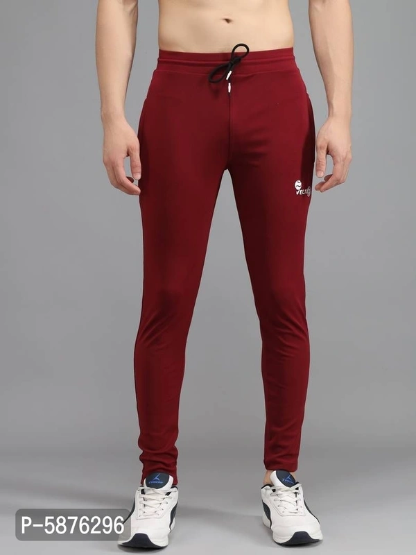 Fabulous Maroon 4-Way Lycra Solid Regular Track Pants For Men - Maroon, l(30 inches)