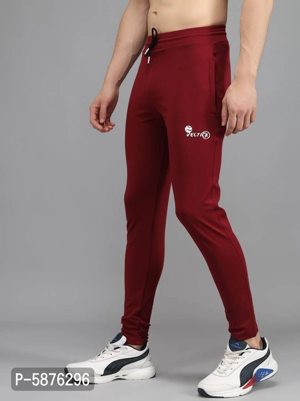 Fabulous Maroon 4-Way Lycra Solid Regular Track Pants For Men - Maroon, l(30 inches)