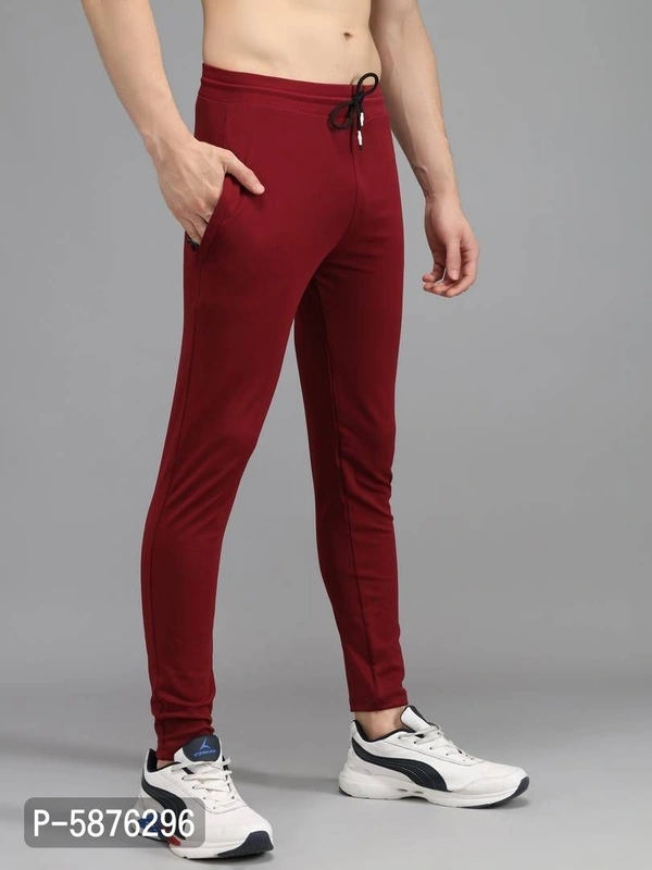Fabulous Maroon 4-Way Lycra Solid Regular Track Pants For Men - Maroon, xl(32 inches)