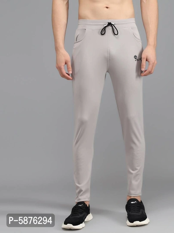 Fabulous Light Grey 4-Way Lycra Solid Regular Track Pants For Men - Light Grey, m(28 inches)