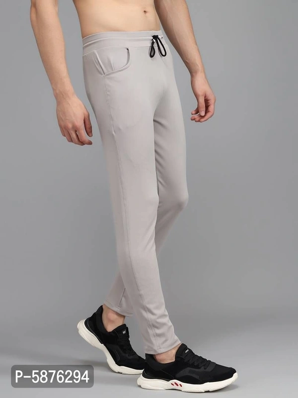 Fabulous Light Grey 4-Way Lycra Solid Regular Track Pants For Men - Light Grey, m(28 inches)