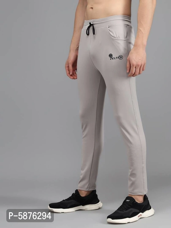 Fabulous Light Grey 4-Way Lycra Solid Regular Track Pants For Men - Light Grey, m(28 inches)