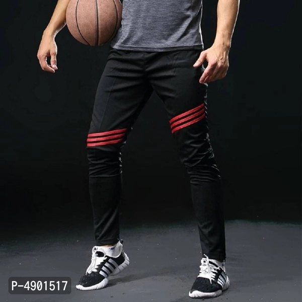 Black Striped Polyester Trendy Joggers - Black, 2xl(36 inches)
