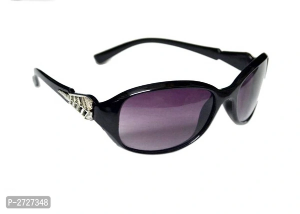 WOMEN OVAL SUNGLASSES - Black, Frame Size: 49.0 - 51.0 (in mm)