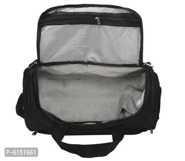 Elegant Black Polyester Self Pattern Gym Bags - Black