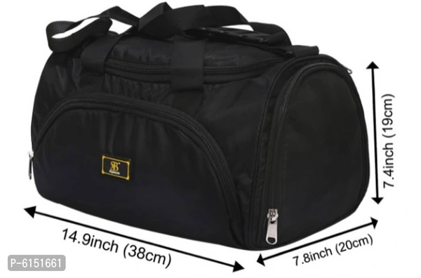 Elegant Black Polyester Self Pattern Gym Bags - Black