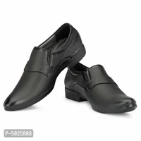 Stylish Synthetic Leather Black Slip-On Shoes For Men - Black, euro42