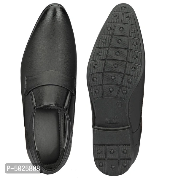 Stylish Synthetic Leather Black Slip-On Shoes For Men - Black, euro42