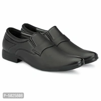 Stylish Synthetic Leather Black Slip-On Shoes For Men - Black, euro43