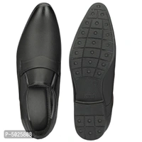 Stylish Synthetic Leather Black Slip-On Shoes For Men - Black, euro43