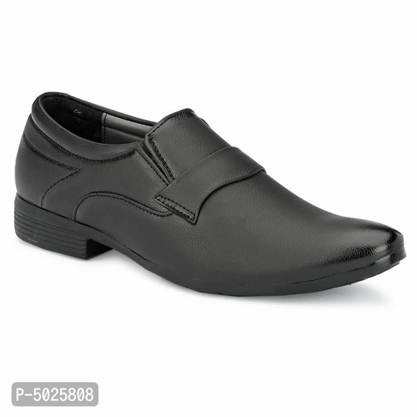 Stylish Synthetic Leather Black Slip-On Shoes For Men - Black, euro44