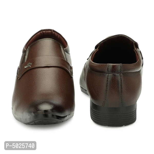Men's Brown Leather Party Wear Slip On Shoes - Brown, euro41